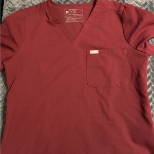 Figs Womens Burgundy Catarina V-Neck Scrub Top